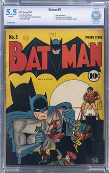 1941 D.C. Comics "Batman" #5 - CBCS 5.5 Off-White Pages